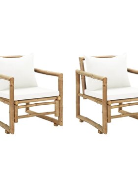 VidaXL Tuinstoelen 2 st met kussens bamboe