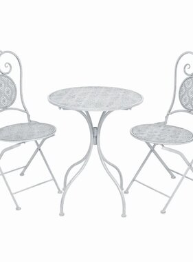 VidaXL 3-delige Bistroset staal grijswit