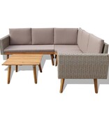 VidaXL 4-delige Loungeset met kussens poly rattan grijs