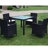 VidaXL 5-delige Tuinset met kussens poly rattan zwart