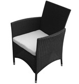 VidaXL 5-delige Tuinset met kussens poly rattan zwart