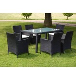 VidaXL 7-delige Tuinset met kussens poly rattan zwart