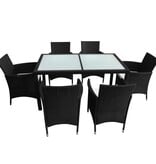 VidaXL 7-delige Tuinset met kussens poly rattan zwart