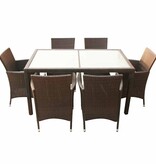 VidaXL 7-delige Tuinset met kussens poly rattan bruin