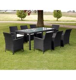 VidaXL 9-delige Tuinset met kussens poly rattan zwart