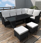 VidaXL 4-delige Loungeset met kussens poly rattan zwart