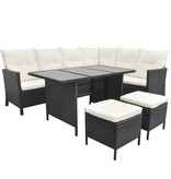 VidaXL 4-delige Loungeset met kussens poly rattan zwart