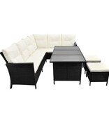 VidaXL 4-delige Loungeset met kussens poly rattan zwart