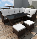 VidaXL 4-delige Loungeset met kussens poly rattan bruin