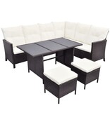 VidaXL 4-delige Loungeset met kussens poly rattan bruin