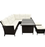 VidaXL 4-delige Loungeset met kussens poly rattan bruin