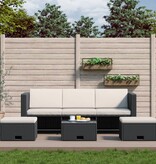 VidaXL 4-delige Loungeset met kussens poly rattan zwart