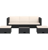 VidaXL 4-delige Loungeset met kussens poly rattan zwart