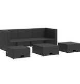 VidaXL 4-delige Loungeset met kussens poly rattan zwart