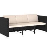 VidaXL 4-delige Loungeset met kussens poly rattan zwart