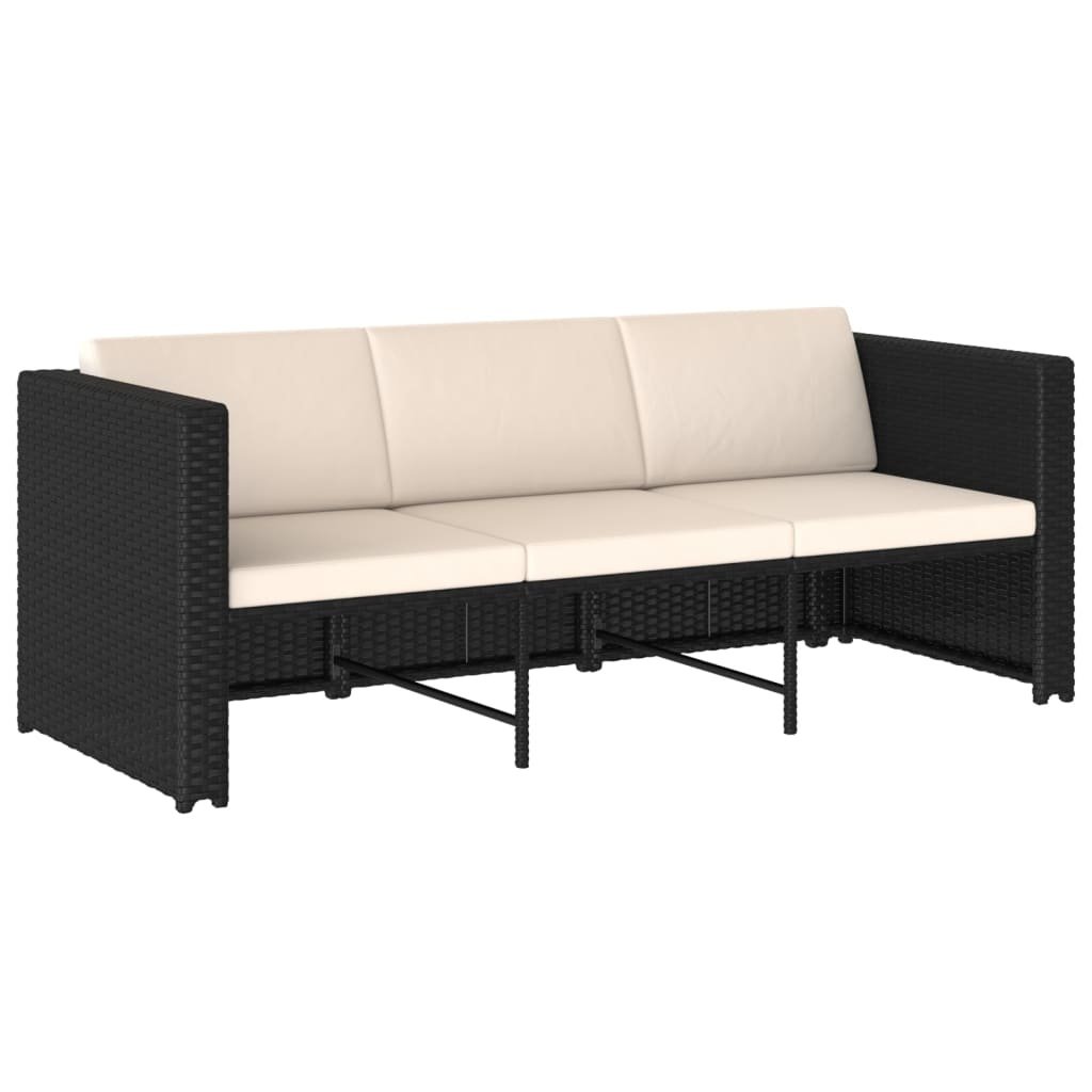 VidaXL 4-delige Loungeset met kussens poly rattan zwart