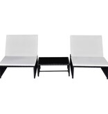 VidaXL Tuinstoelen 2 st verstelbaar met tafel poly rattan zwart
