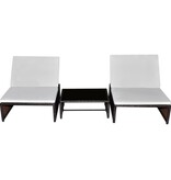 VidaXL Tuinstoelen 2 st verstelbaar met tafel poly rattan bruin