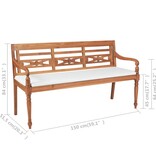 VidaXL Bank Batavia met kussens 150 cm teakhout