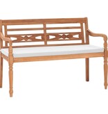 VidaXL Bank Batavia met kussens 120 cm teakhout