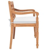 VidaXL Bank Batavia met kussens 120 cm teakhout