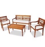 VidaXL 4-delige Loungeset met kussens massief teakhout