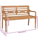 VidaXL Batavia bank 120 cm teakhout