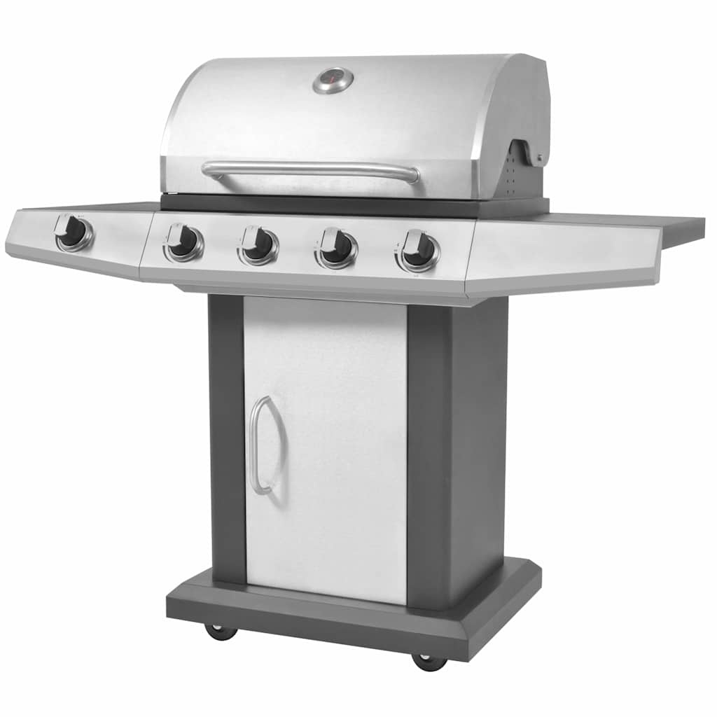 VidaXL Gas Barbecue Grill Zilver Roestvrij staal