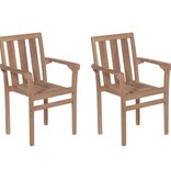VidaXL Tuinstoelen stapelbaar 2 st massief teakhout