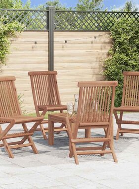 VidaXL Tuinstoelen inklapbaar 4 st massief teakhout