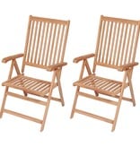 VidaXL Tuinstoelen 2 st verstelbaar massief teakhout