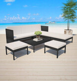 VidaXL 6-delige Loungeset met kussens poly rattan zwart