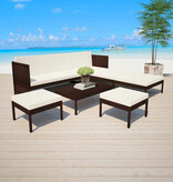 VidaXL 6-delige Loungeset met kussens poly rattan bruin