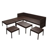VidaXL 6-delige Loungeset met kussens poly rattan bruin