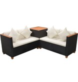 VidaXL 4-delige Loungeset met kussens poly rattan zwart