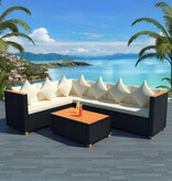 VidaXL 4-delige Loungeset met kussens poly rattan zwart