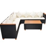 VidaXL 5-delige Loungeset met kussens poly rattan zwart
