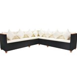 VidaXL 5-delige Loungeset met kussens poly rattan zwart