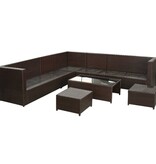 VidaXL 8-delige Loungeset met kussens poly rattan bruin