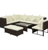 VidaXL 8-delige Loungeset met kussens poly rattan bruin
