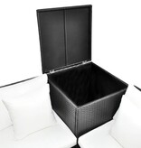 VidaXL 4-delige Loungeset met kussens poly rattan zwart