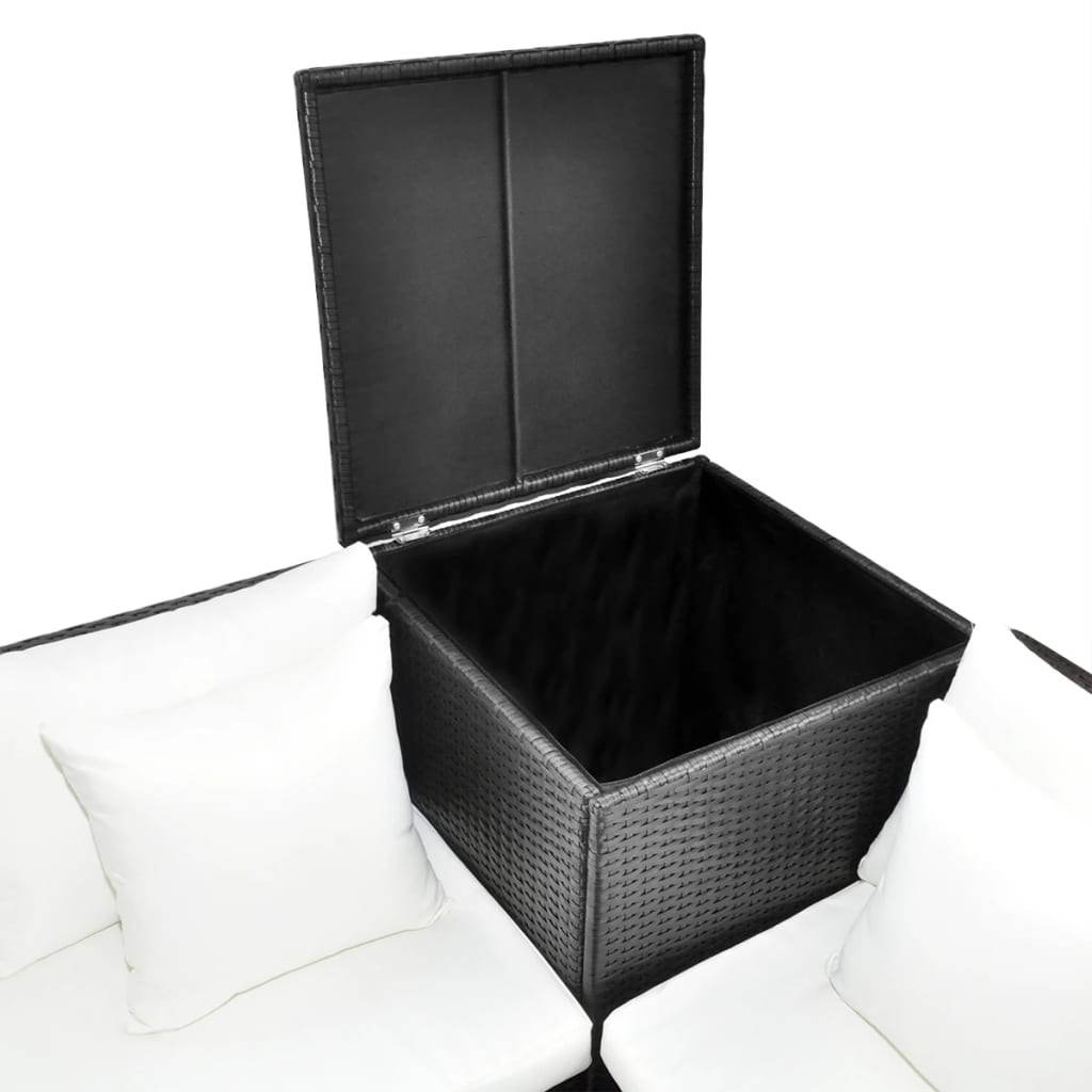 VidaXL 4-delige Loungeset met kussens poly rattan zwart
