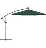 VidaXL Zweefparasol met LED-verlichting en metalen paal 300 cm groen