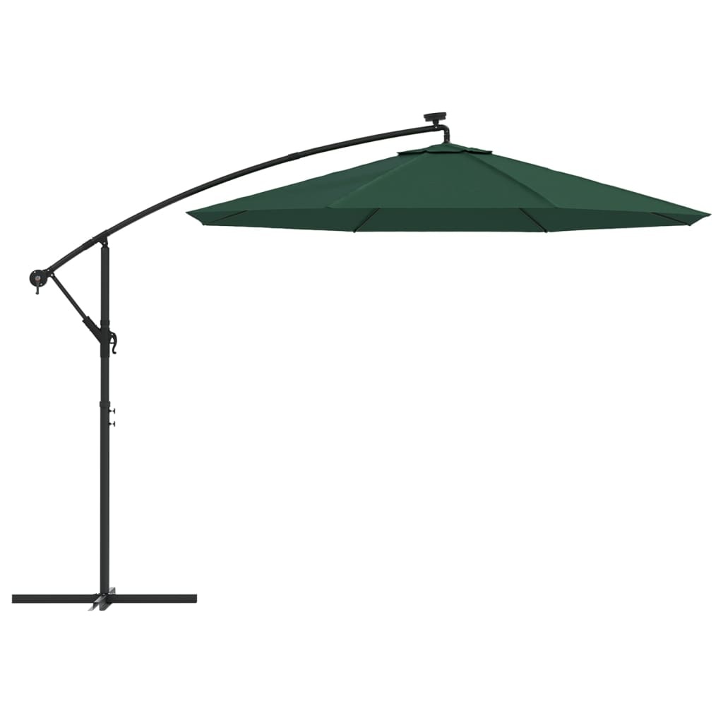 VidaXL Zweefparasol met LED-verlichting en metalen paal 300 cm groen