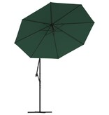 VidaXL Zweefparasol met LED-verlichting en metalen paal 300 cm groen