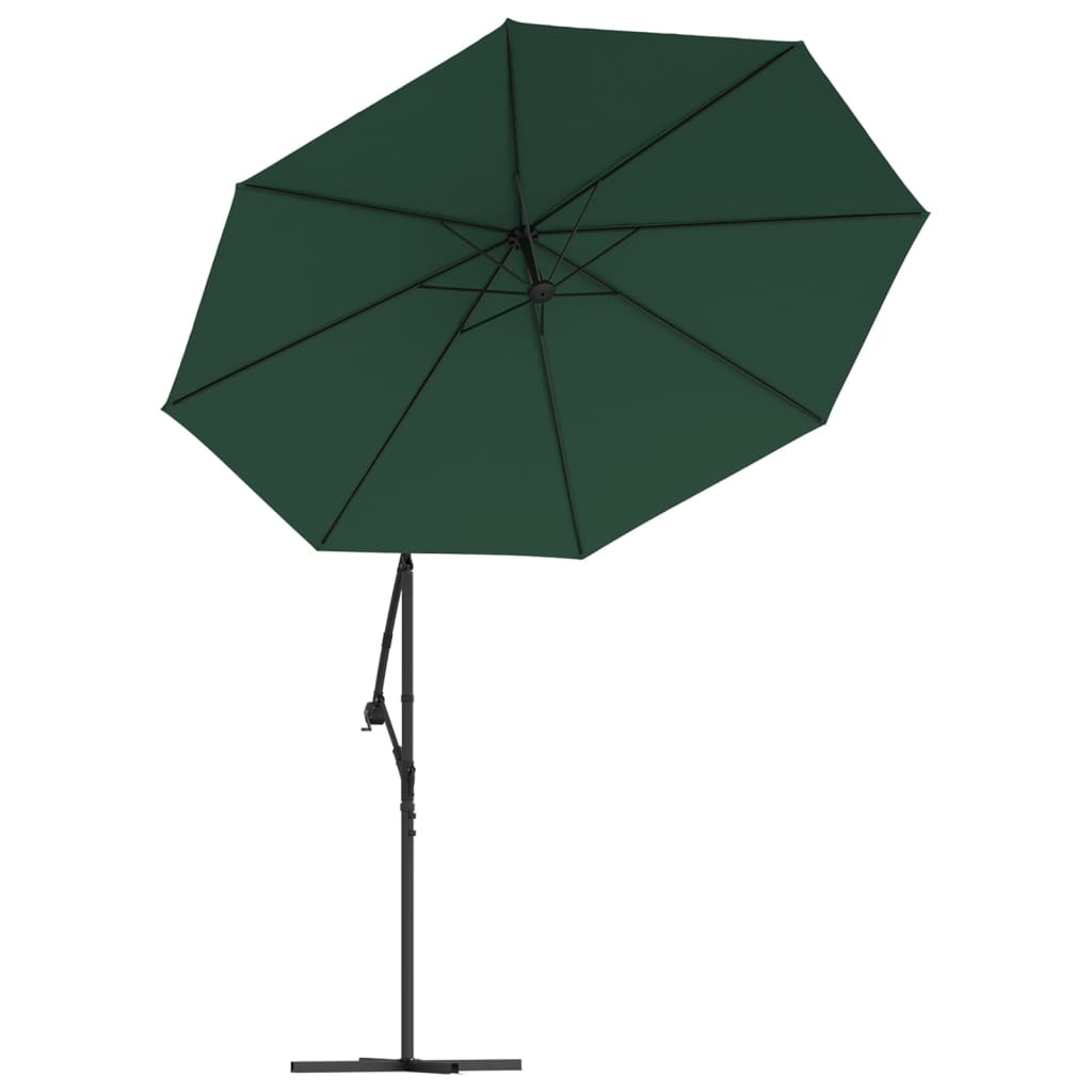 VidaXL Zweefparasol met LED-verlichting en metalen paal 300 cm groen