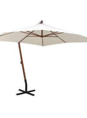 VidaXL Zweefparasol met houten paal 300x300 cm wit