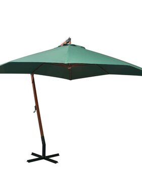 VidaXL Zweefparasol met houten paal 300x300 cm groen
