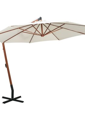VidaXL Zweefparasol met houten paal 350 cm wit