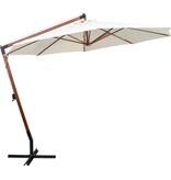 VidaXL Zweefparasol met houten paal 350 cm wit